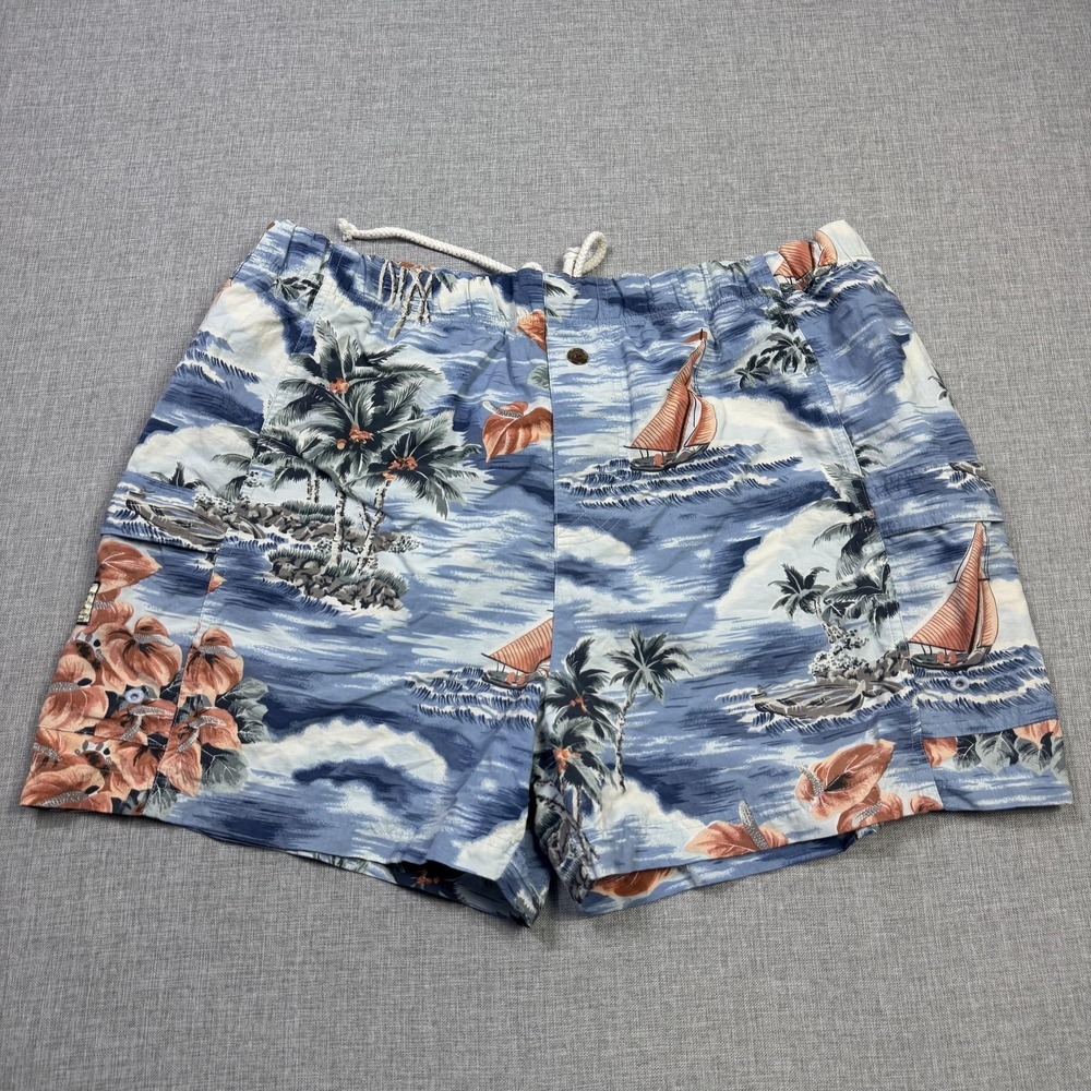 Tommy Bahama Swim Trunks Shorts Mens XL Blue Floral‎ Lined Drawstring Pockets